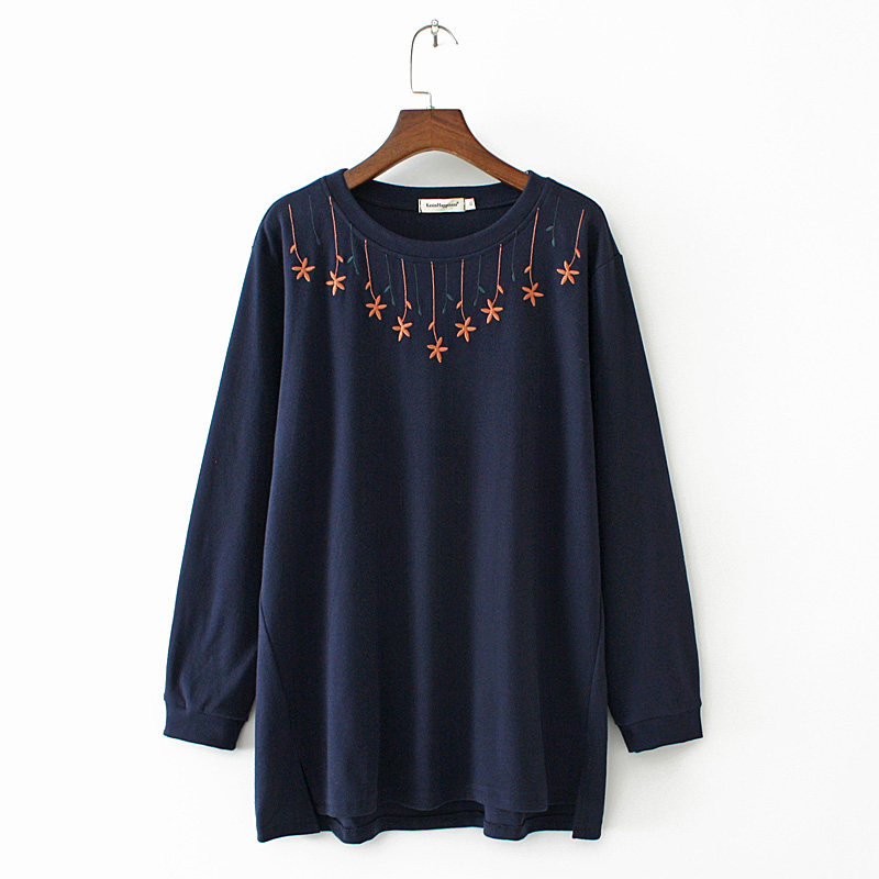 Mid-aged women's clothing big size mom and women's 50-year-old fat mom autumn winter hit undershirt loose and fivelet gaffe