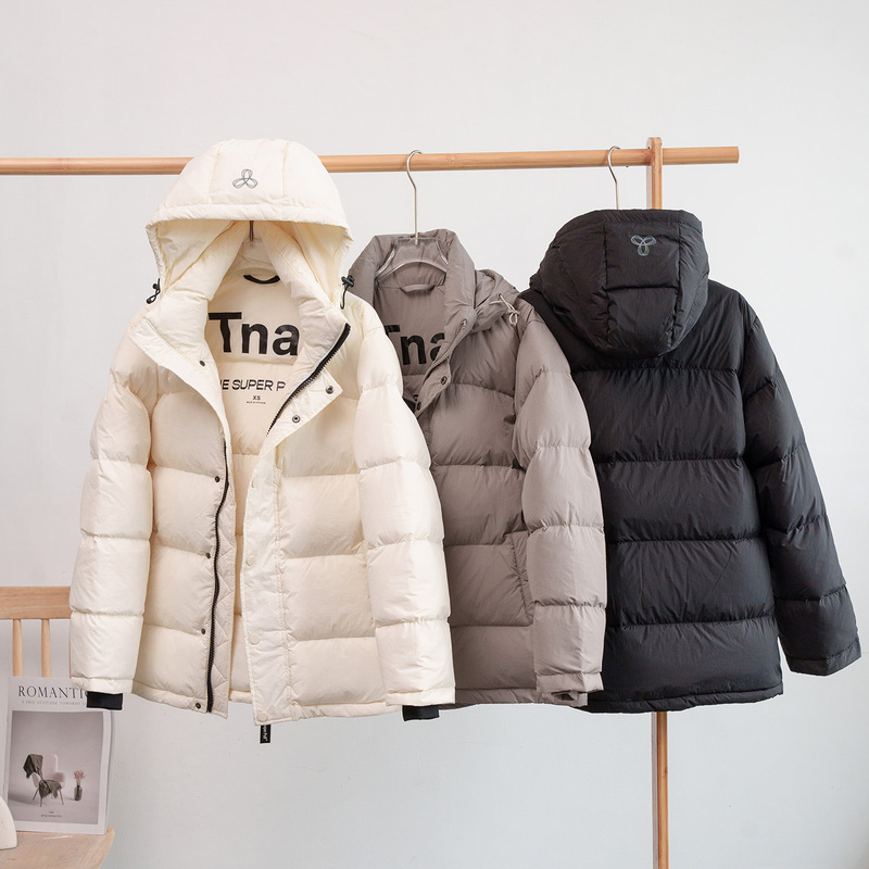 Women's Short down Jacket, New Winter Model, Canadian Tna Puff White Goose Down, Five-Panel Hooded, Thickened and Warm Coat