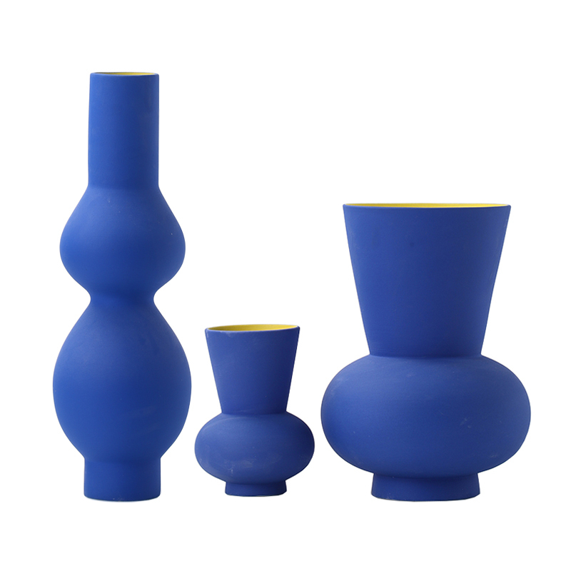Nordic Style Modern Minimalist Creative Blue Vase Decoration for Model Home Sales Department Lobby Display Ceramic Flower Vessel Nordic Style Modern Minimalist Creative Blue Vase Decoration for Model Home Sales Department Lobby Display Ceramic Flower Vessel