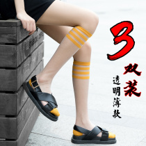 Socks womens calf socks ins summer thin long tube Japanese crystal transparent glass wire high tube knee socks