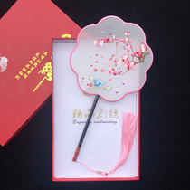 Su embroidery double-sided embroidery pure hand embroidered fan silk long handle Chinese wind group fan neoclassical Hanfu accessories Suzhou