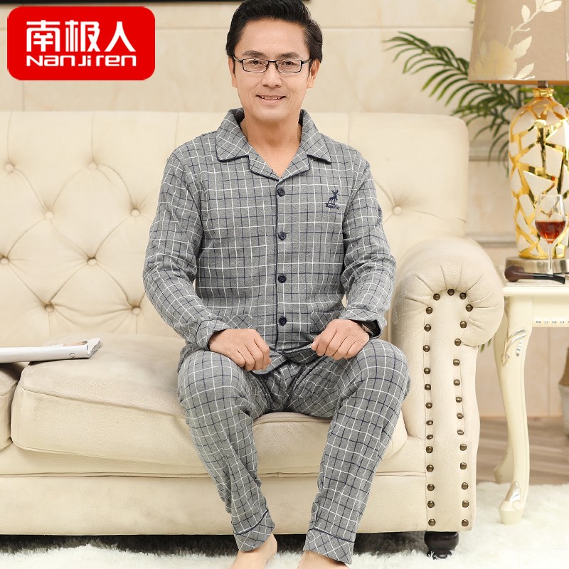 Có thể mặc mùa thu và mùa đông mens đồ ngủ chất béo cotton dài tay tăng mã của cha già mùa xuân giải trí bông và mùa thu