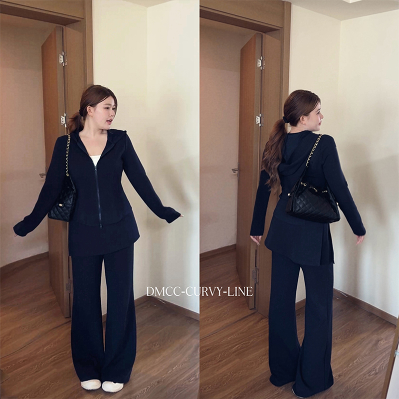 Dmcc [Light Traveler] Autumn Casual Sports Suit for Women 2026 New Style Plus Size for Slightly Chubby Women, Slimming Effect