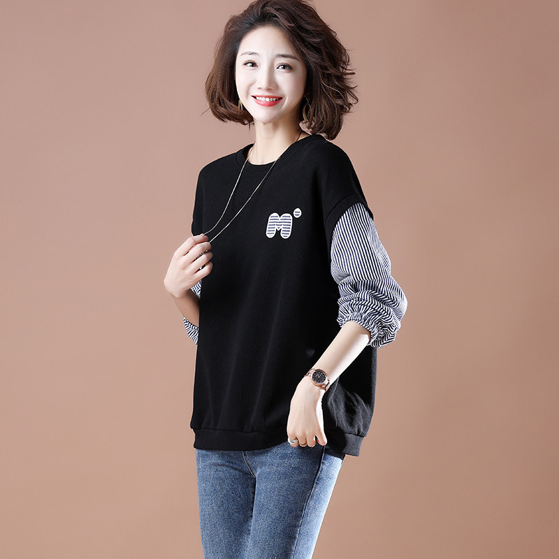 Foreign Trade Single Italian Women's Fashion Extra Single Single Single Single Clear Exit Sticking Two Letters Embroidery Long Sleeve Sweater