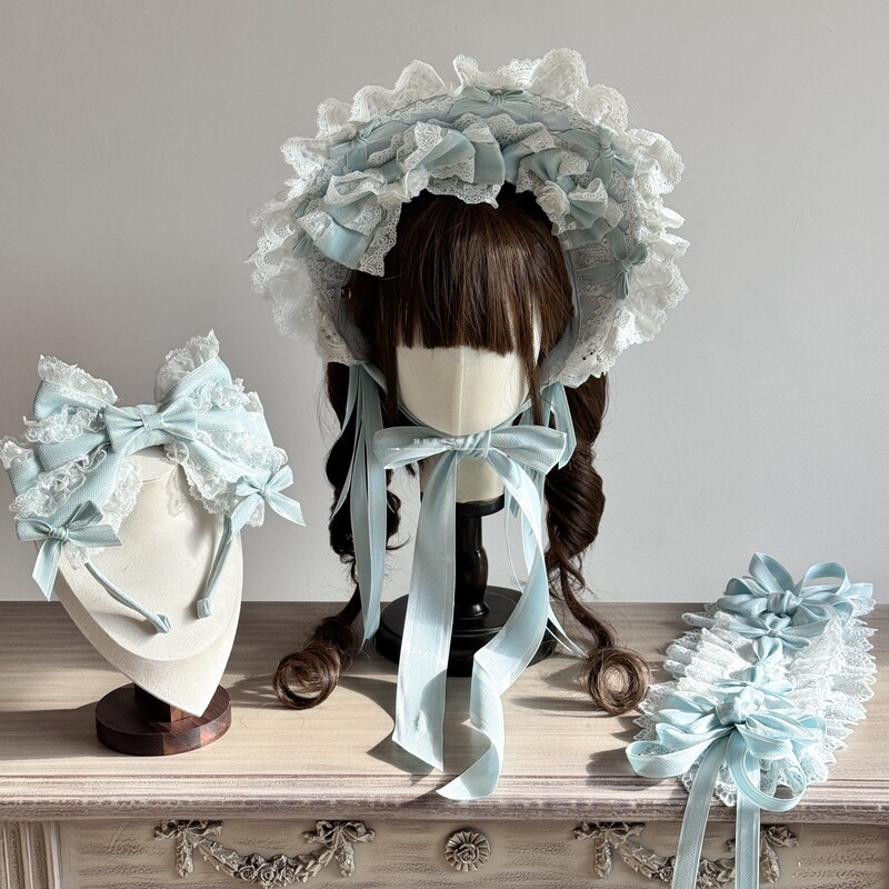 [Clearance Sale] Handmade Christmas g Ice Blue Color Scheme Bridal Style Bnt Lace Bow Kc Sleeves