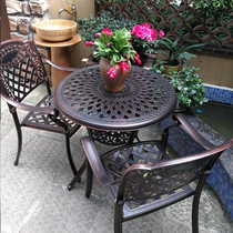 Balcony table and chairs Cast aluminium Outdoor Three sets European-style small tea table Courtyard Garden Iron Art Terrace with umbrella table and chairs