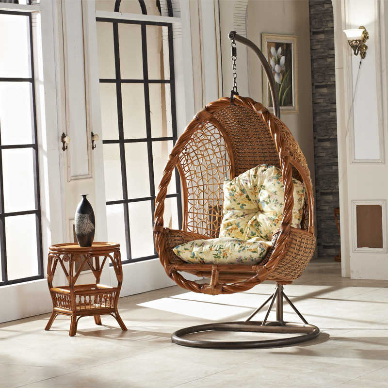 Outdoor hanging basket real rattan home living room balcony single hammock adult indoor bird's nest swing cradle chair rattan chair