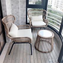 Outdoor rattan chair Three sets small tea table Nordic table and chairs Garden choreography leisure chair balcony small table and chairs