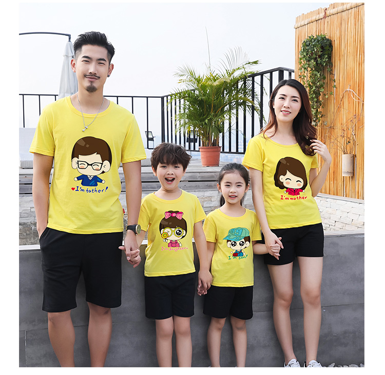 Phụ huynh-trẻ em mặc hè nữ 2018 phù hợp với áo thun ngắn tay gia đình ba gói đầy đủ nhà mẹ và con tải nửa tay áo quần áo gia đình đẹp