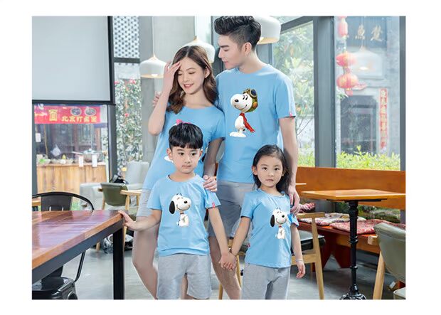 Áo thun nữ tay ngắn lưới màu đỏ bố mẹ-con tải hè 2018 mới sóng đầy đủ trang trí nhà mẫu giáo phục vụ lớp mẫu giáo quần áo gia đình mùa đông