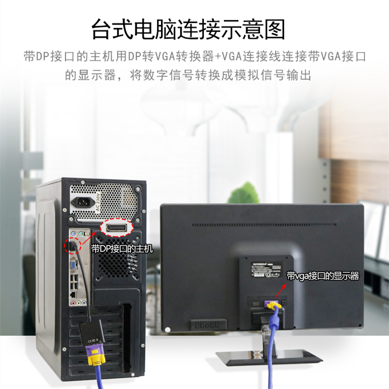 Dp Male to Vga Female Desktop Computer Graphics Card Conversion Cable Projector Monitor Vja High-Definition Connection Cable Adapter