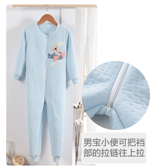 Bé gái mùa thu và mùa đông Đồ ngủ trẻ em một mảnh 3 bé trai bé gái thân mùa đông cotton dày 2-7 tuổi đồ ngủ bé gái