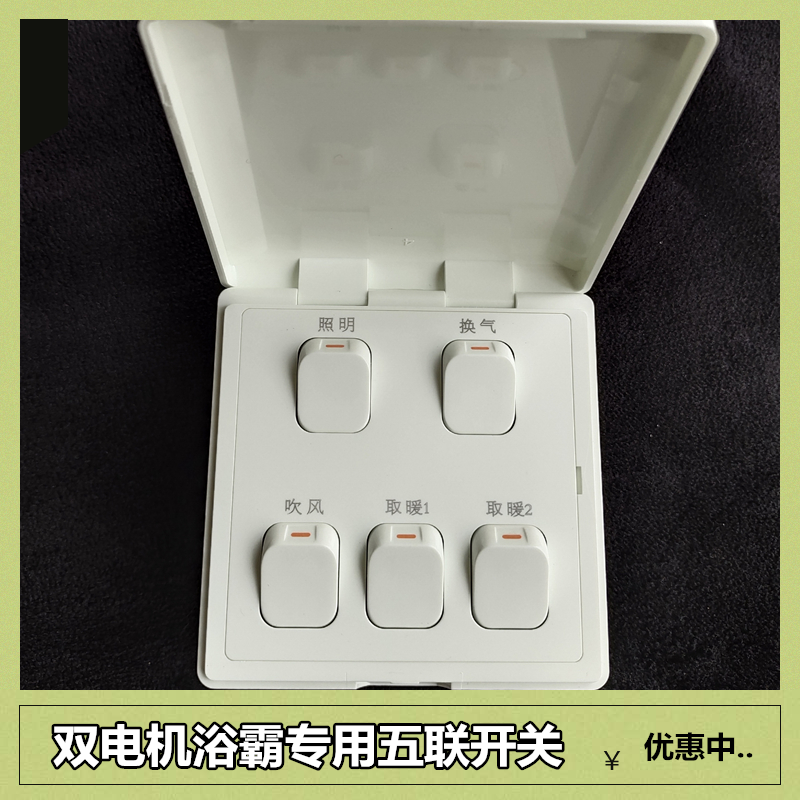 Ghanud Switch 86 dual motor bath bath special 5 - joint switch 16A strong current waterproof cover Oordinary general