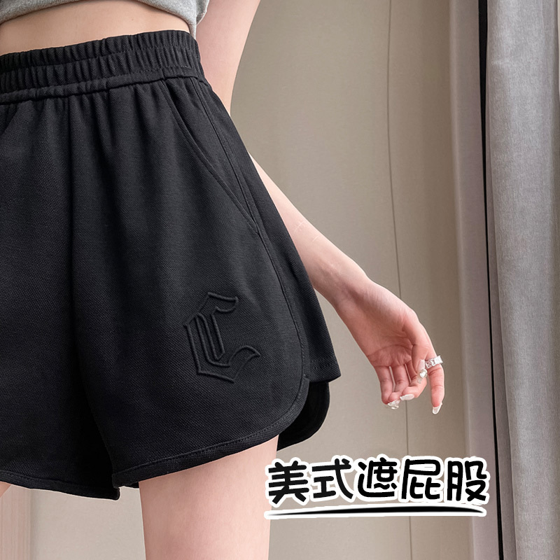 Women's Summer High-Waisted American-Style Sports Shorts That Cover the Hips, Slimming and Thin, Suitable for Outdoor Wear, European and American Style, Short Length, for Fitness and Running