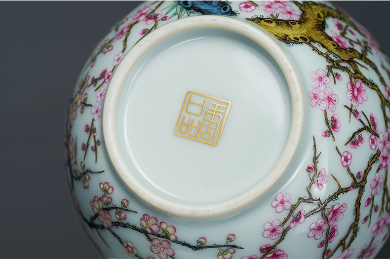 Tang Pin name plum colored enamel with master individual cup of jingdezhen ceramic sample tea cup ice wintersweet name plum cup kung fu tea set
