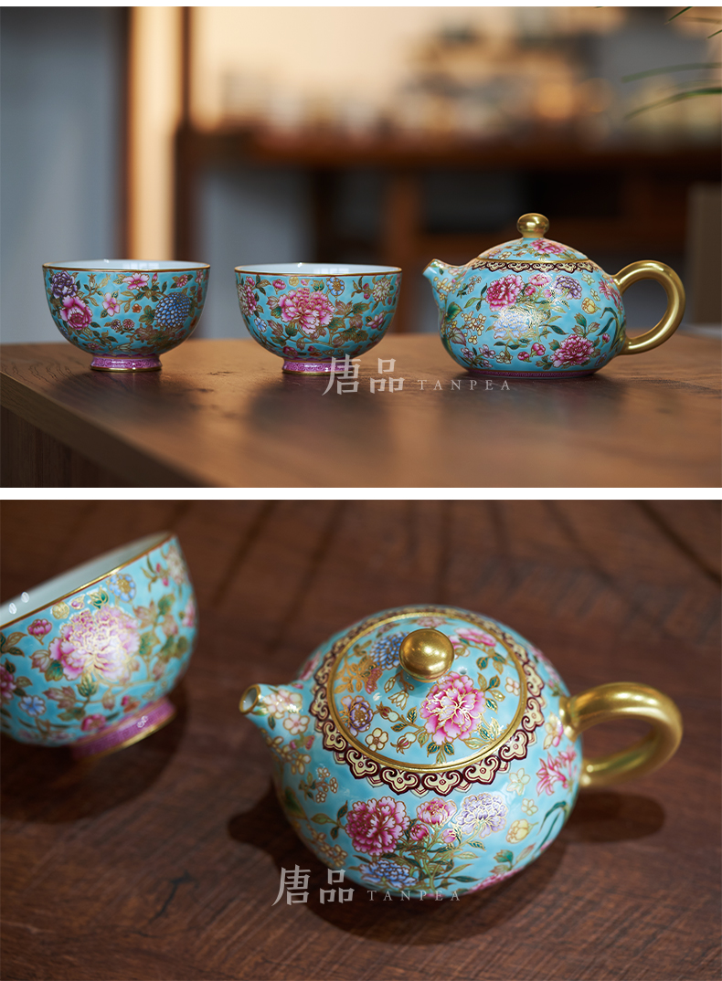 Tang Pin colored enamel xi shi pot of kung fu tea masters cup manually fold branch m letters flower teapot jingdezhen ceramics