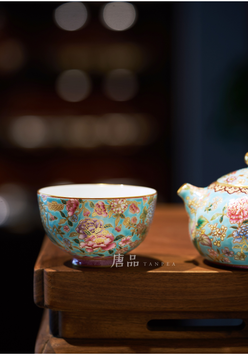 Tang Pin colored enamel xi shi pot of kung fu tea masters cup manually fold branch m letters flower teapot jingdezhen ceramics