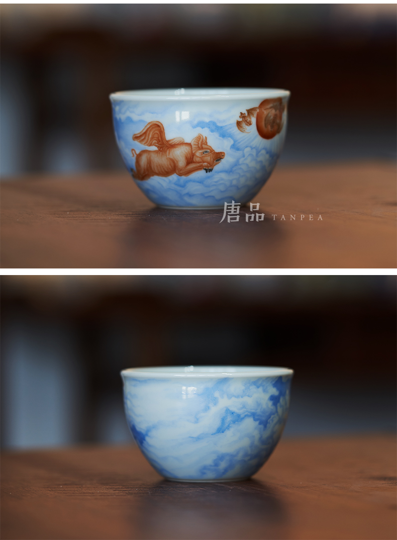 Jingdezhen ceramic famille rose flying "daily cup master cup soar execution cylinder cup zodiac pu - erh tea cup