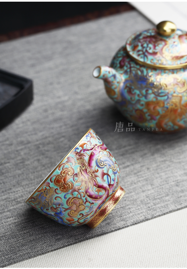 Colored enamel teapot all hand ganoderma dragon jingdezhen ceramic teapot kung fu tea set large paint a gift