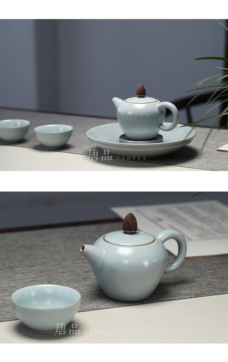 Kung fu tea kettle Taiwan FengZi your up beauty shoulder teapot wooden cover, ceramic pot set gifts azure