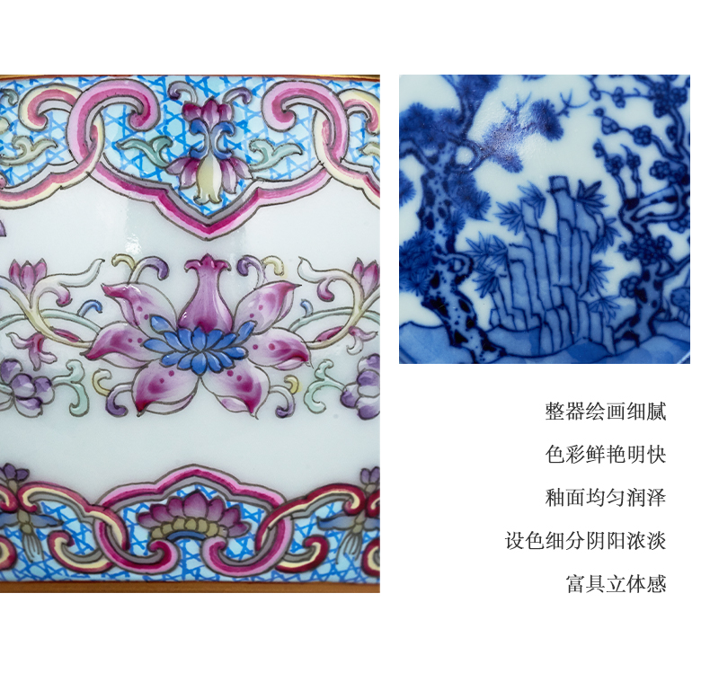 Tang Pin colored enamel kung fu tea cups large master cup put lotus flower ruyi jingdezhen blue and white glass ceramics by hand