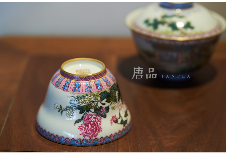 Tang Pin enamel enamel poppy count cup manually ruyi flowers large cups of jingdezhen ceramic masters cup