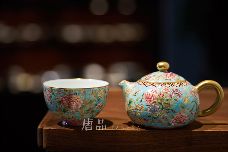 Tang Pin colored enamel xi shi pot of kung fu tea masters cup manually fold branch m letters flower teapot jingdezhen ceramics