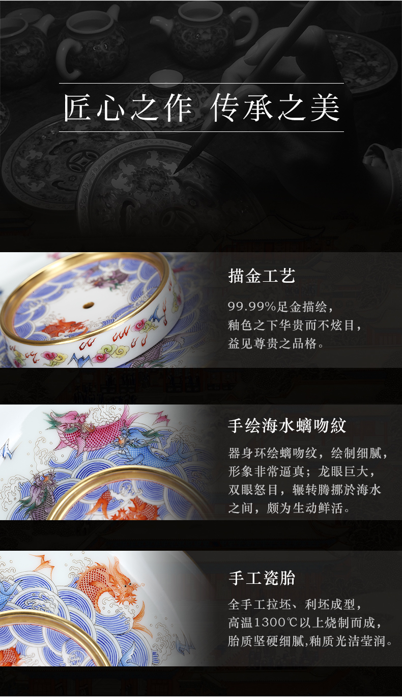 Colored enamel pot bearing benevolent therefore sea grain dry mercifully jingdezhen ceramic dragon keep the teapot Taiwan antique pot