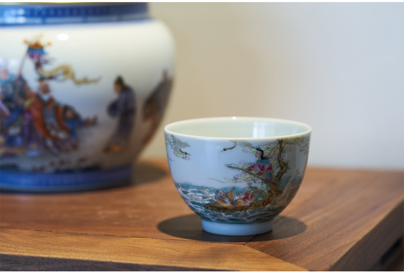 Pastel offer longevity figure sample tea cup cup personal Lord kung fu celebration gifts jingdezhen all checking ceramic heart single CPU