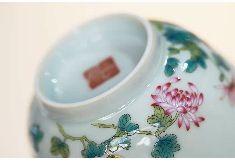 Pastel by tea cups of jingdezhen ceramic cup personal Lord single hand - made flowers kung fu tea pu 'er tea cup