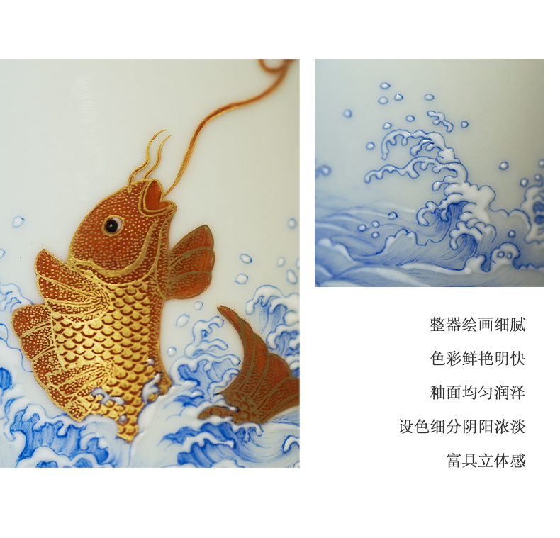 Powder enamel enamel auspicious more pen container full manual seawater goldfish little brush pot document room paint antique porcelain furnishing articles