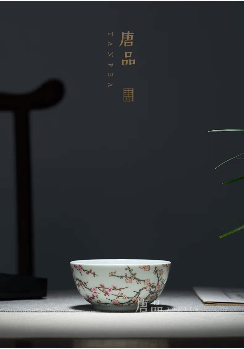 Tang Pin name plum colored enamel with master individual cup of jingdezhen ceramic sample tea cup ice wintersweet name plum cup kung fu tea set