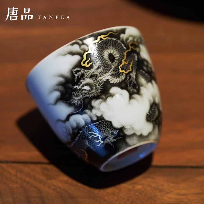 Color ink paint YunLongWen antique porcelain cups manual song dynasty 's four claw dragon master of jingdezhen ceramic single CPU