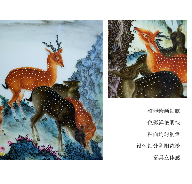 Pastel lulu smoothly brush pot hand made sika deer painting the receive cylinder jingdezhen ceramic tube of archaize scroll furnishing articles