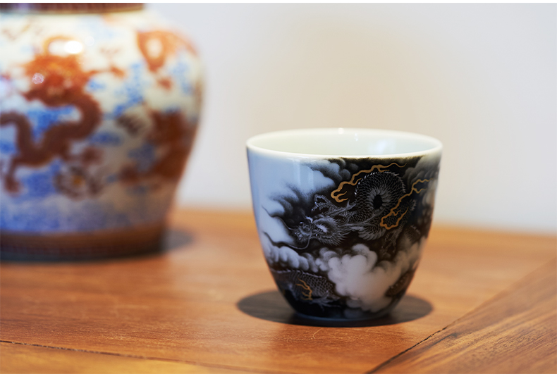 Color ink paint YunLongWen antique porcelain cups manual song dynasty 's four claw dragon master of jingdezhen ceramic single CPU
