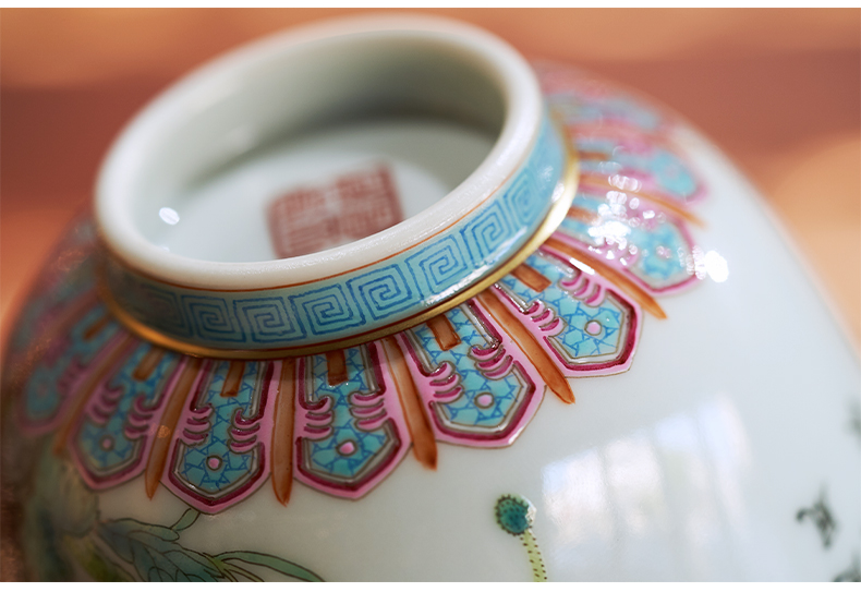 Enamel Enamel corn poppy and tureen jingdezhen hand made flowers tea bowl filled large kung fu tea cups