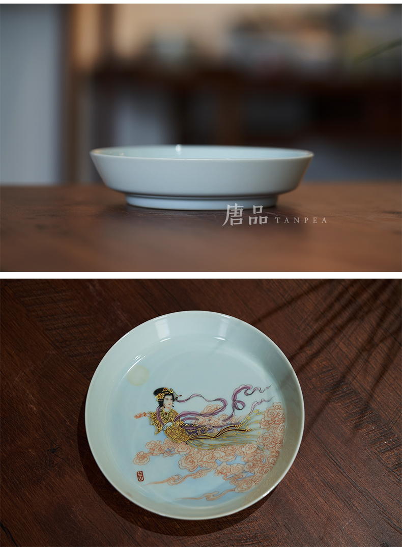 Jingdezhen pastel chang e characters straight expressions using tray was all hand dry fruit tray was pot of kung fu tea set archaize furnishing articles