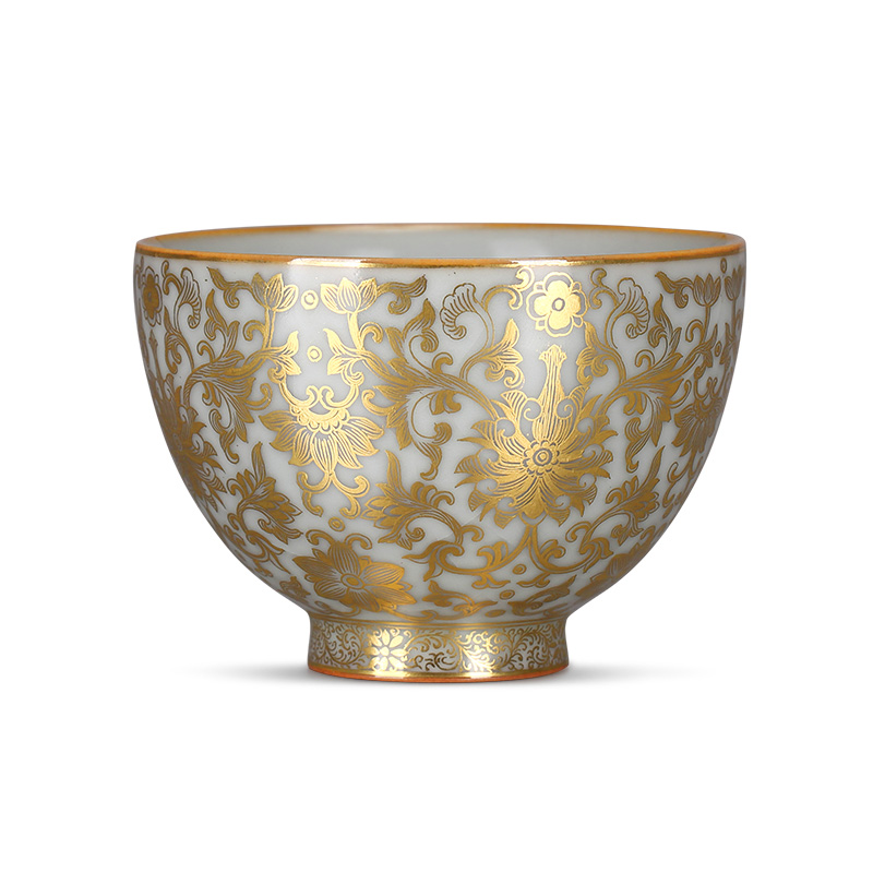 Gold your up with jingdezhen ceramic cups porcelain kung fu master individual cup by hand paint lotus flower grain sample tea cup