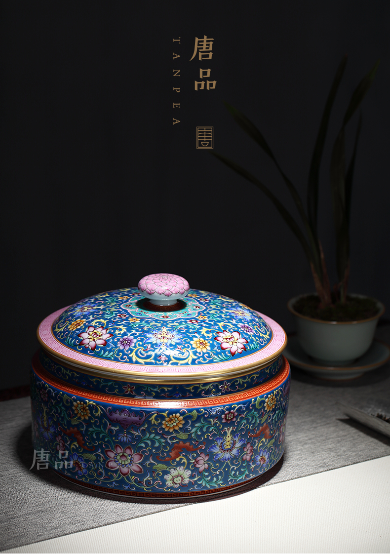 Tang Pin ceramic seven loaves dense deposit can sealing pu - erh tea caddy fixings and receives large storage tank jingdezhen furnishing articles