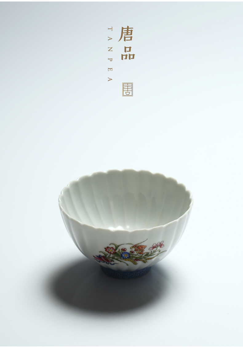 By petals Tang Pin colored enamel cup cup personal Lord jingdezhen ceramic checking flowers kwai expressions using kung fu tea set collection