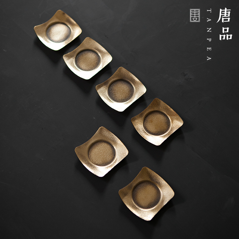 Tang Pin archaize ceramic pure copper cup mat silver piece glass heat insulation square cup mat mat round saucer tea taking with zero