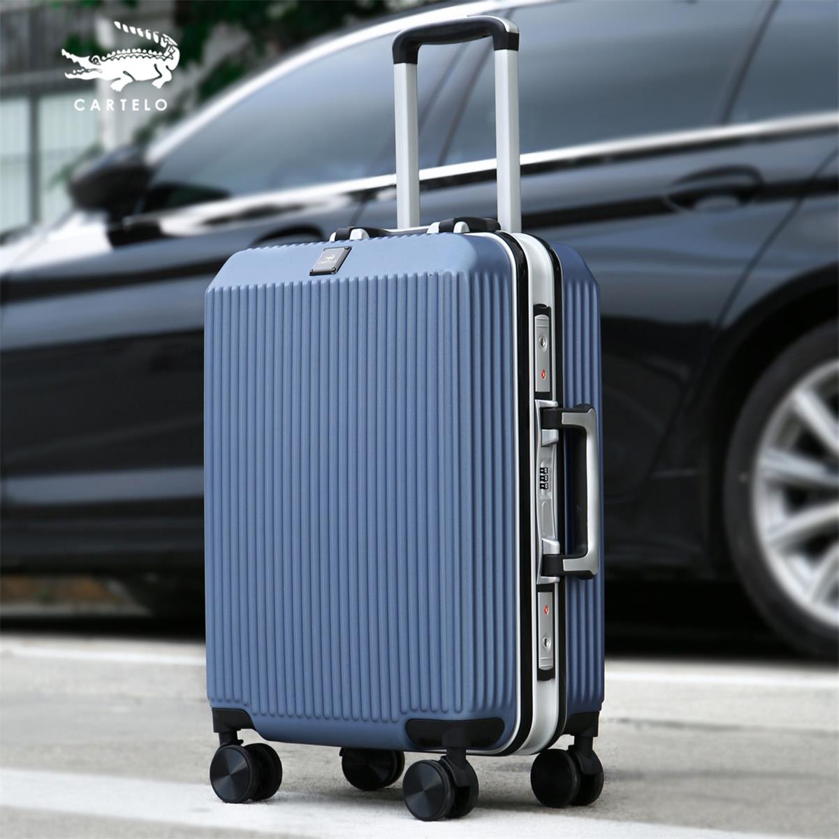 Caravan Alligator Crocodile Suitcase Men And Women's Pull-Lever Case Leather Case Aluminum Frame Sturdy Durable Student Day Family Suitcase Tide