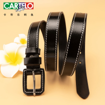 Cardi crocodile crocodile leather with female real leather brief about 100 hitch Korean version head layer cow leather anti-metal allergy denim pants belt