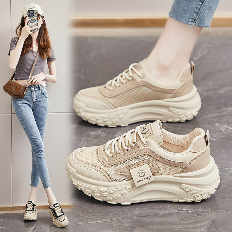 2025 Summer New Style Mesh Breathable Dad Shoes for Women, Versatile Sneakers, Casual Shoes, Thick-Soled Lightweight Popular Women's Shoes