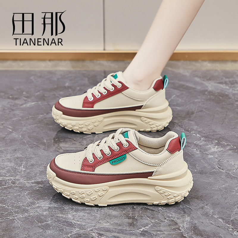 2026 New Spring ins Versatile Trendy Student Dad Shoes Sneakers Women's Thick-Soled Women's Shoes soft sole Casual Shoes