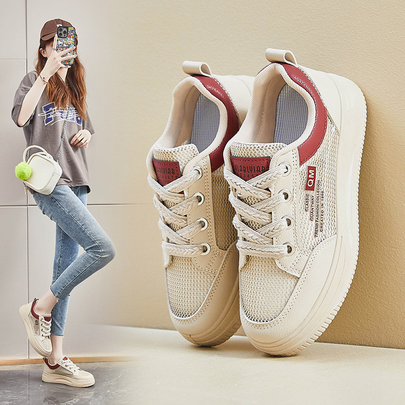 2025 Summer New Style Mesh Breathable Thin Sneakers for Women, Thick-Soled Sports Shoes, Casual Shoes, Versatile Running Shoes for Women