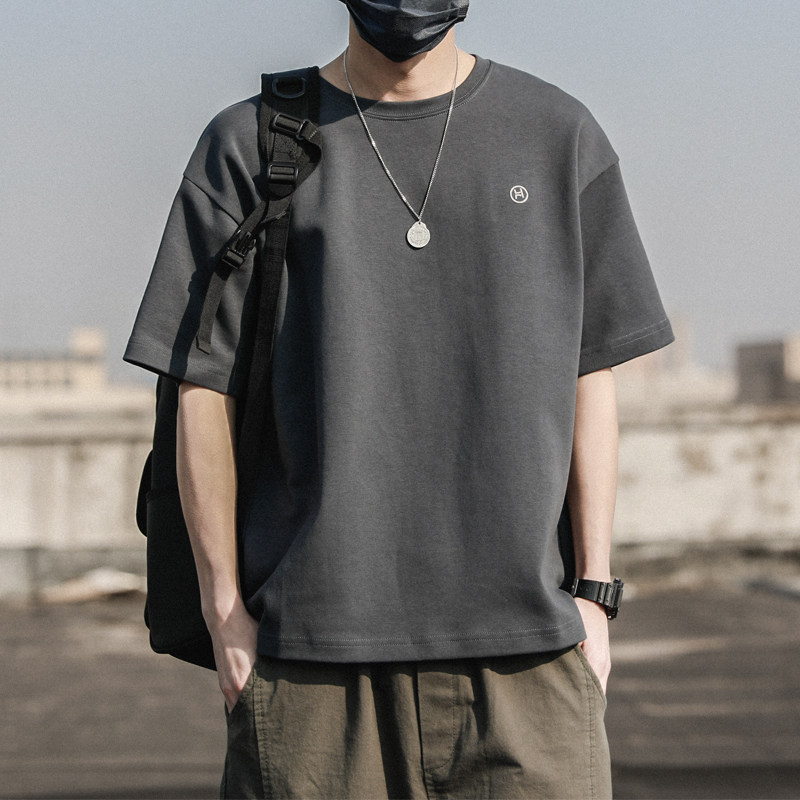 300g Heavy Pound Summer Men's T-Shirt Day Ensemble Brief Retro Liberal Tide Cards Short Sleeve Casual 100 Hitch Tops