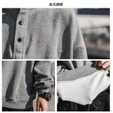 Демисезонный свитшот, куртка с капюшоном, японский лонгслив, в американском стиле, оверсайз, воротник поло