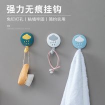 Hook Powerful Load Bearing No-Mark Viscose Post Bathroom Wall-mounted Wall Door Rear Key Hook Free From Punching Kitchen Stick Hook