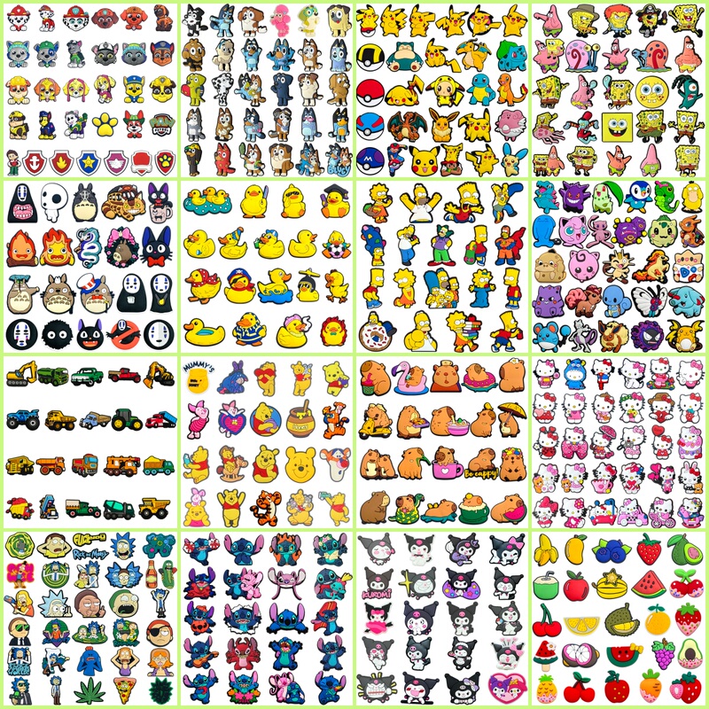 Multiple Sets of Popular Anime Trendy Brand Series Zhibixing Shoe Charms DIY Soft Rubber Crocs Shoe Accessories